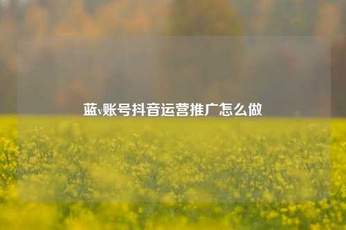 蓝v账号抖音运营推广怎么做